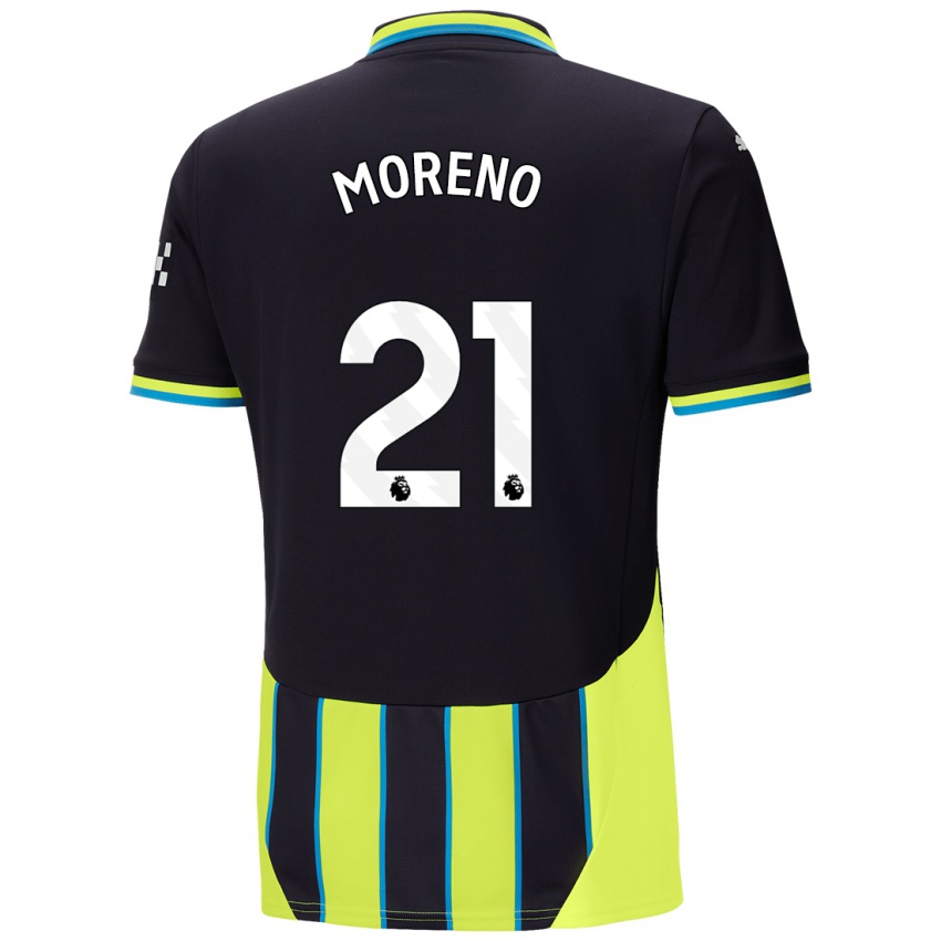 Kinder Marlos Moreno #21 Blaugelb Auswärtstrikot Trikot 2024/25 T-Shirt Belgien