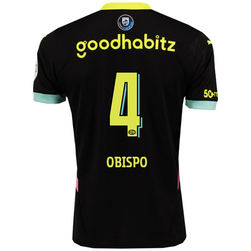 Kinder Armando Obispo #4 Schwarz Gelb Auswärtstrikot Trikot 2024/25 T-Shirt Belgien