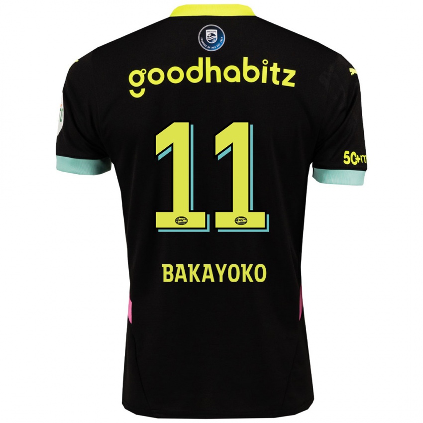 Kinder Johan Bakayoko #11 Schwarz Gelb Auswärtstrikot Trikot 2024/25 T-Shirt Belgien