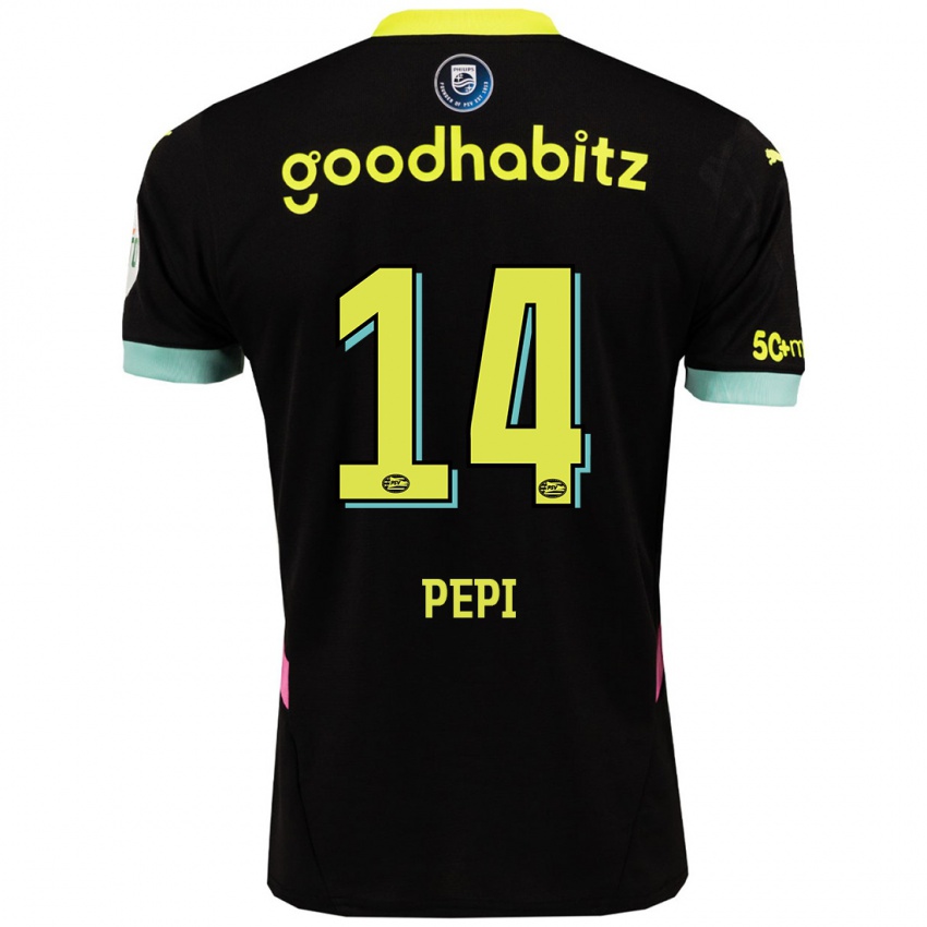 Kinder Ricardo Pepi #14 Schwarz Gelb Auswärtstrikot Trikot 2024/25 T-Shirt Belgien