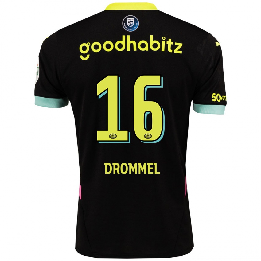 Kinder Joel Drommel #16 Schwarz Gelb Auswärtstrikot Trikot 2024/25 T-Shirt Belgien