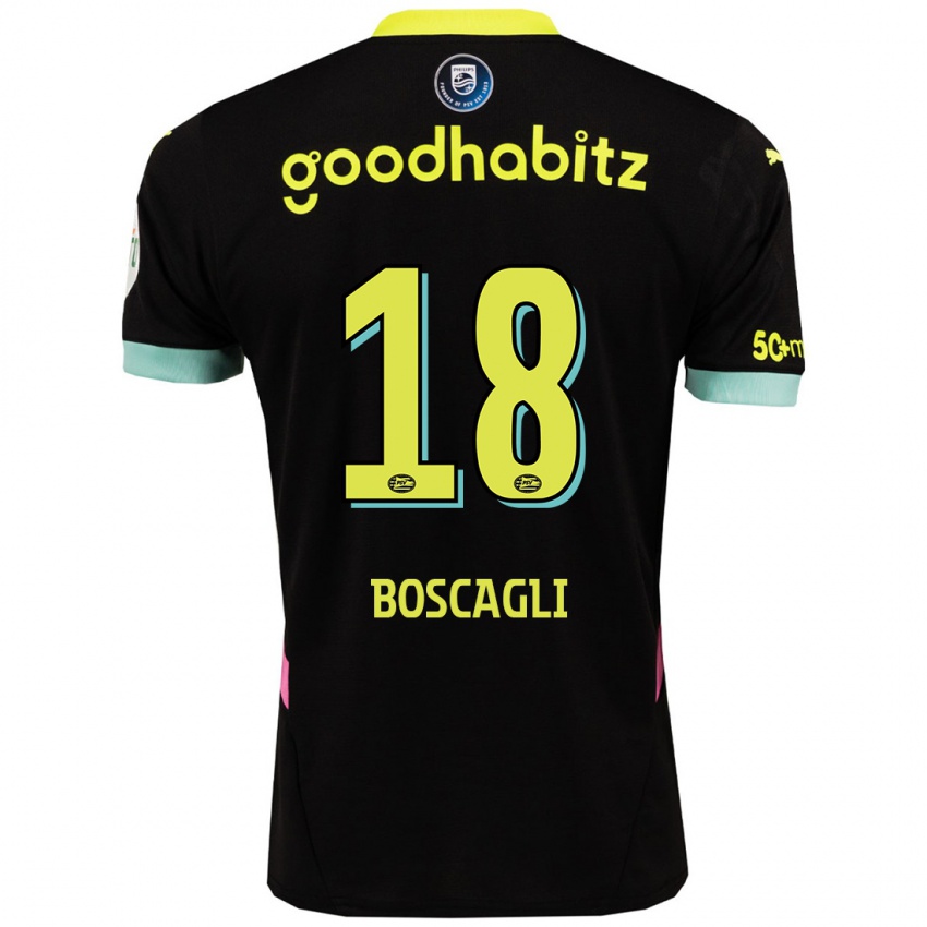 Kinder Olivier Boscagli #18 Schwarz Gelb Auswärtstrikot Trikot 2024/25 T-Shirt Belgien