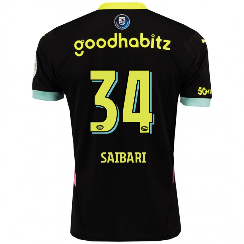 Kinder Ismael Saibari #34 Schwarz Gelb Auswärtstrikot Trikot 2024/25 T-Shirt Belgien