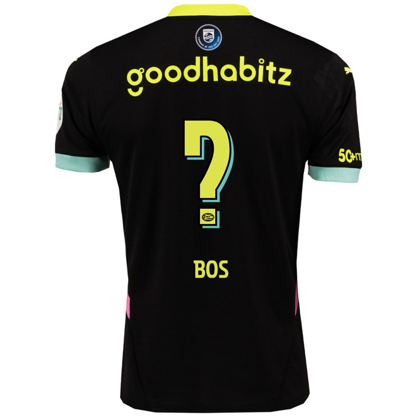 Kinder Floris Bos #0 Schwarz Gelb Auswärtstrikot Trikot 2024/25 T-Shirt Belgien