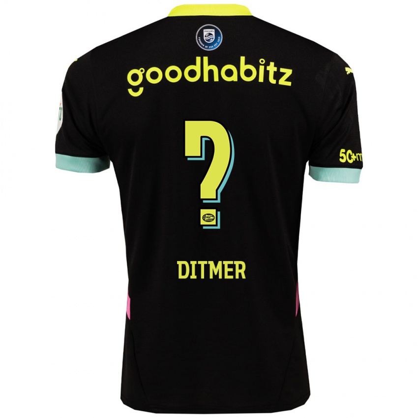 Kinder Sébas Ditmer #0 Schwarz Gelb Auswärtstrikot Trikot 2024/25 T-Shirt Belgien