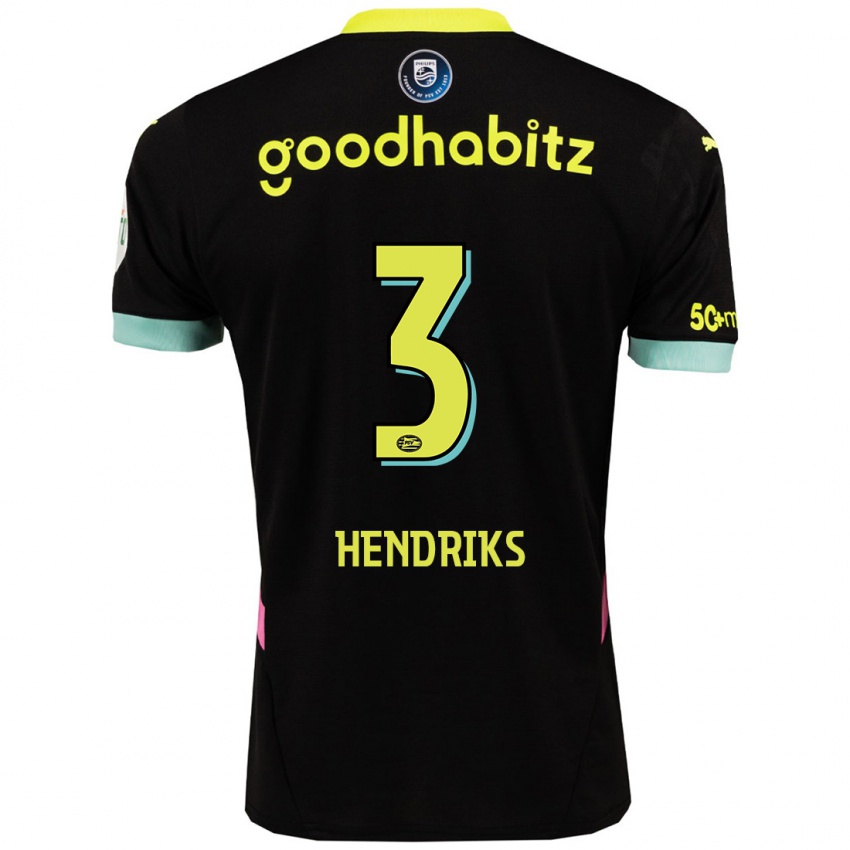 Kinder Gwyneth Hendriks #3 Schwarz Gelb Auswärtstrikot Trikot 2024/25 T-Shirt Belgien