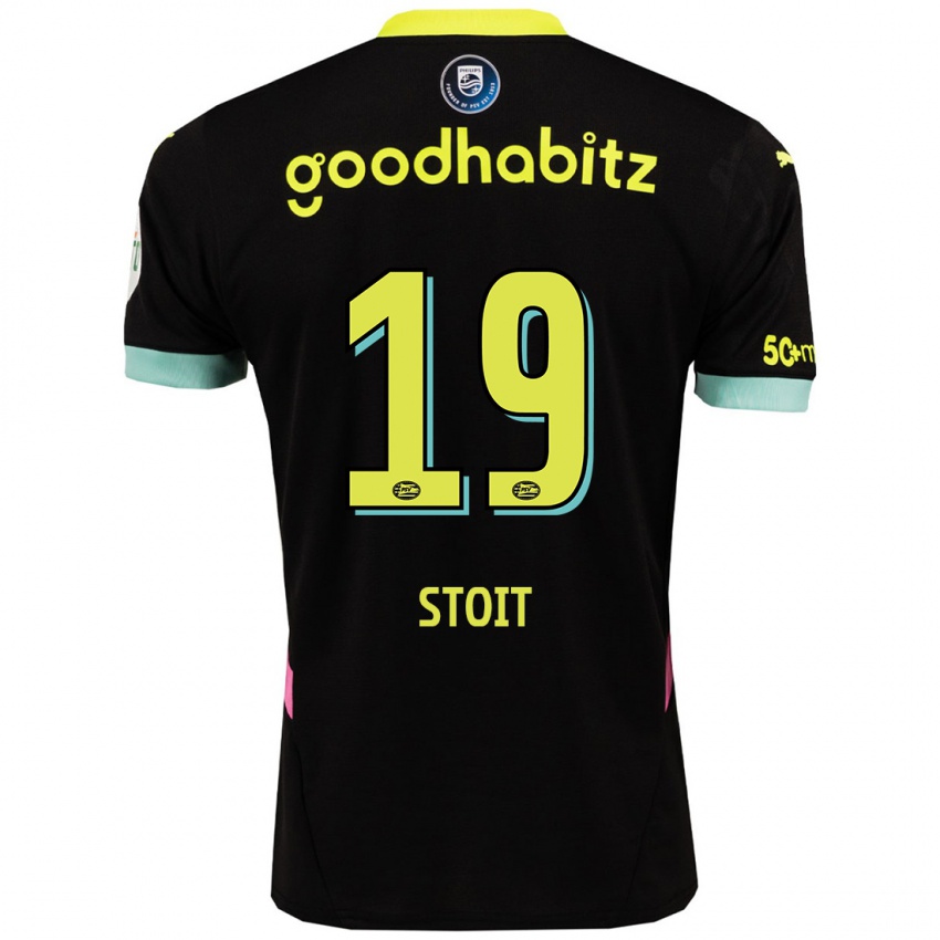 Kinder Fleur Stoit #19 Schwarz Gelb Auswärtstrikot Trikot 2024/25 T-Shirt Belgien