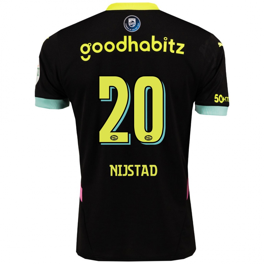 Kinder Nina Nijstad #20 Schwarz Gelb Auswärtstrikot Trikot 2024/25 T-Shirt Belgien