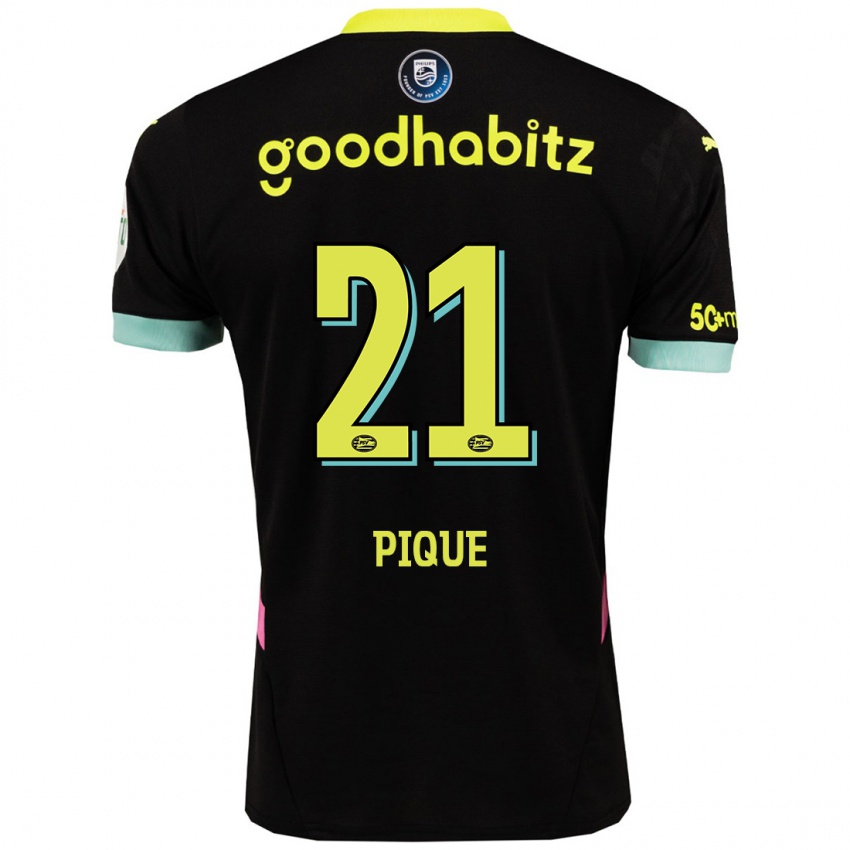 Kinder Naomi Piqué #21 Schwarz Gelb Auswärtstrikot Trikot 2024/25 T-Shirt Belgien