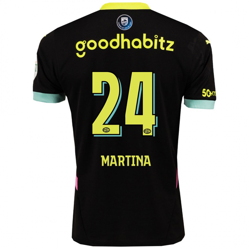 Kinder Shijona Martina #24 Schwarz Gelb Auswärtstrikot Trikot 2024/25 T-Shirt Belgien