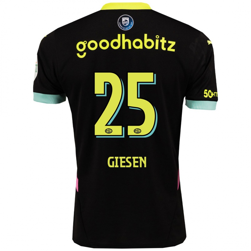 Kinder Suzanne Giesen #25 Schwarz Gelb Auswärtstrikot Trikot 2024/25 T-Shirt Belgien