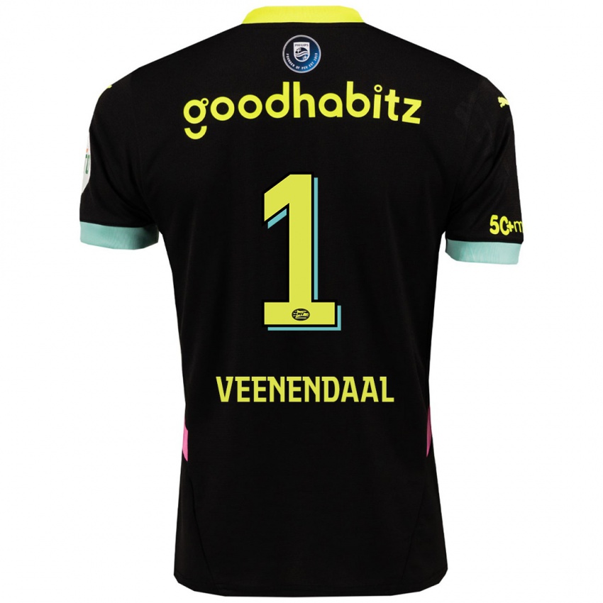 Kinder Sari Van Veenendaal #1 Schwarz Gelb Auswärtstrikot Trikot 2024/25 T-Shirt Belgien