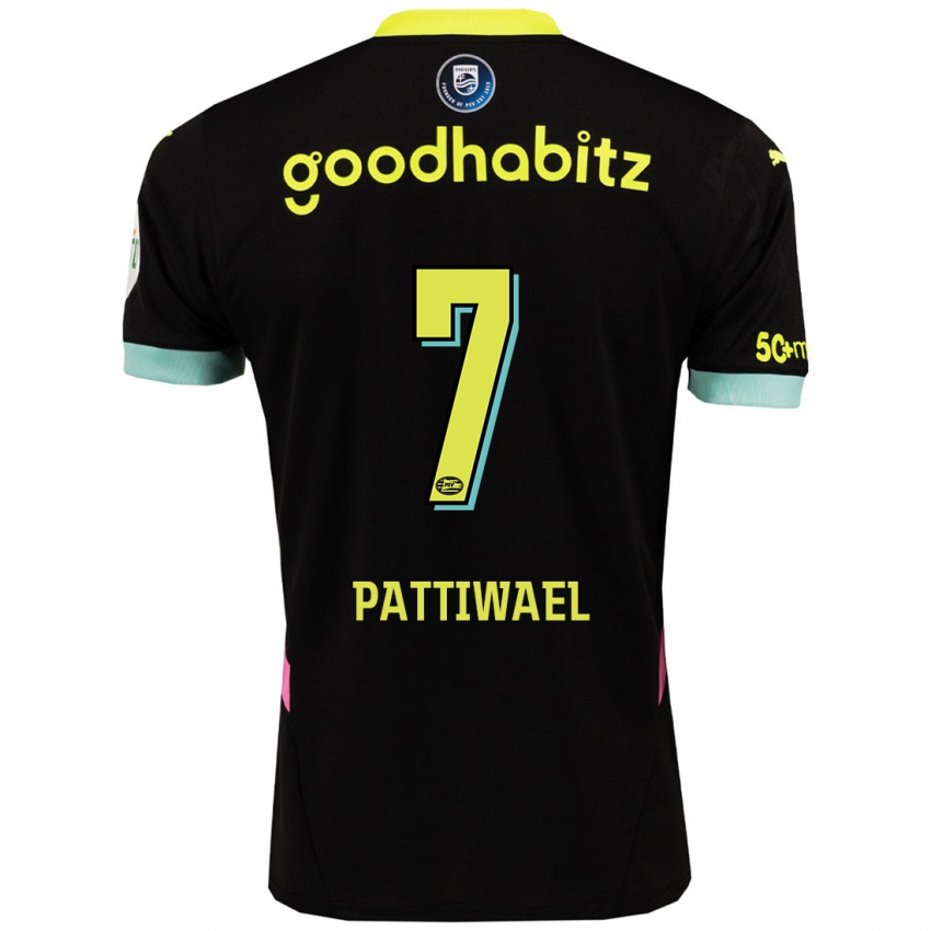 Kinder Naomi Pattiwael #7 Schwarz Gelb Auswärtstrikot Trikot 2024/25 T-Shirt Belgien