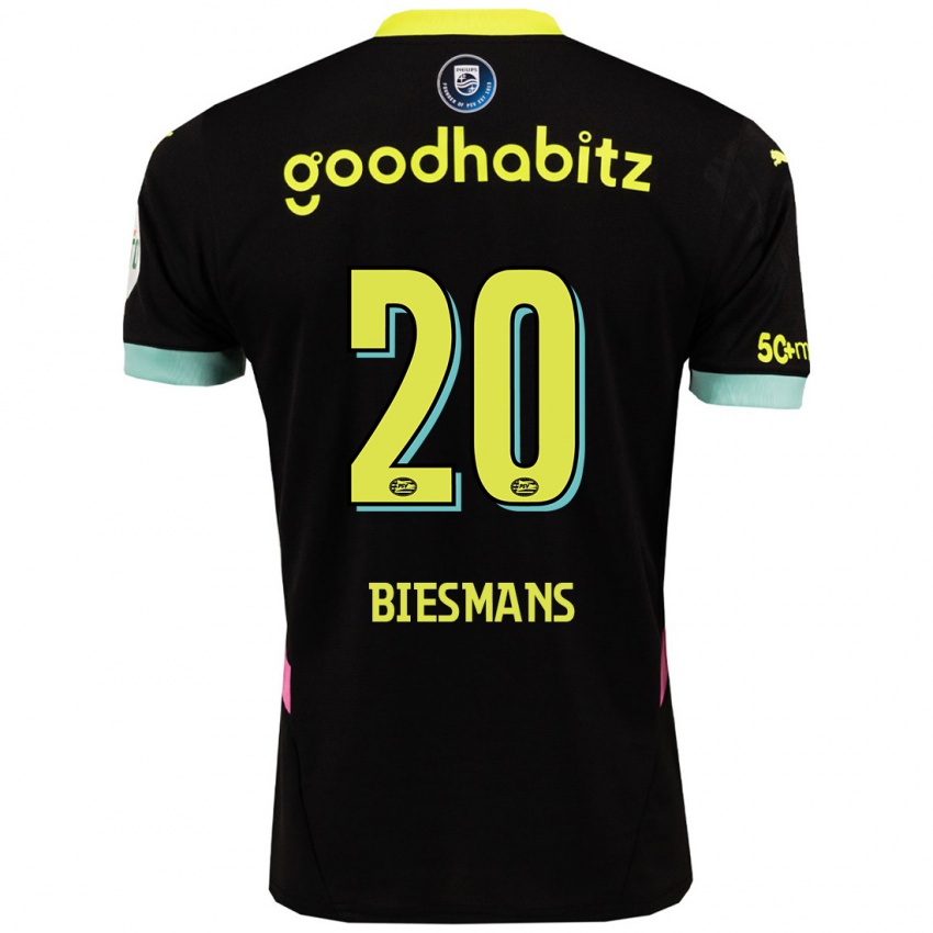 Kinder Julie Biesmans #20 Schwarz Gelb Auswärtstrikot Trikot 2024/25 T-Shirt Belgien