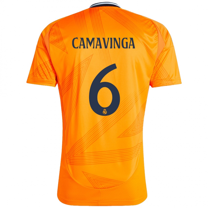 Kinderen Eduardo Camavinga #6 Oranje Uitshirt Uittenue 2024/25 T-Shirt België