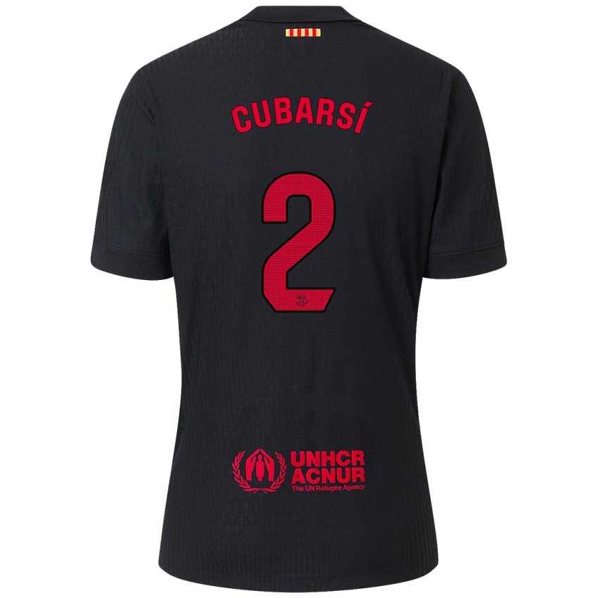 Enfant Maillot Pau Cubarsí #2 Noir Rouge Tenues Extérieur 2024/25 T-Shirt Belgique