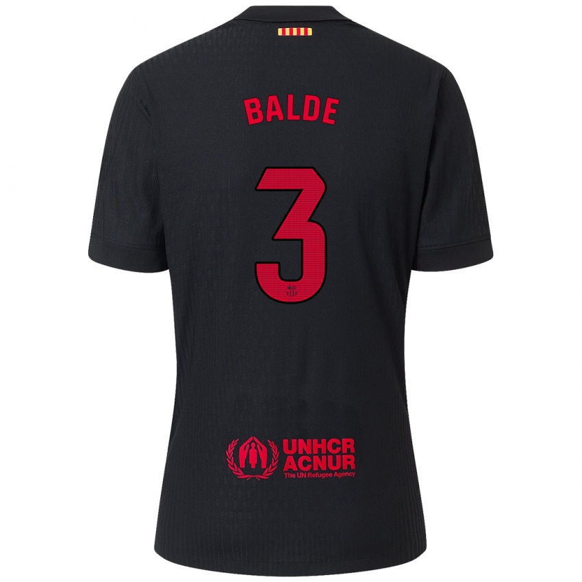 Enfant Maillot Alejandro Balde #3 Noir Rouge Tenues Extérieur 2024/25 T-Shirt Belgique