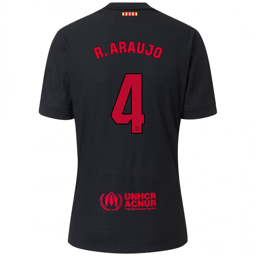 Enfant Maillot Ronald Araujo #4 Noir Rouge Tenues Extérieur 2024/25 T-Shirt Belgique