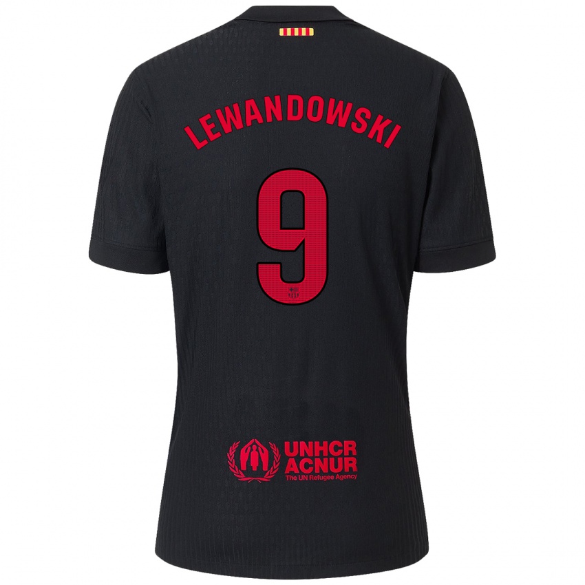 Enfant Maillot Robert Lewandowski #9 Noir Rouge Tenues Extérieur 2024/25 T-Shirt Belgique