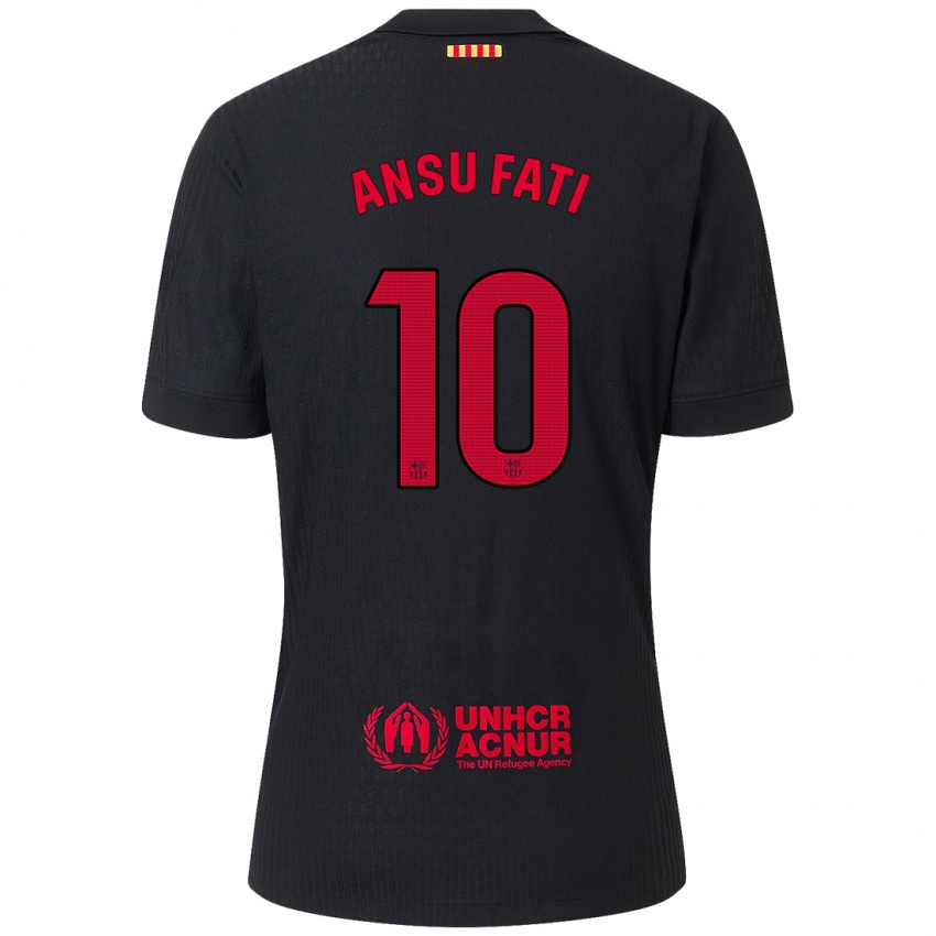 Enfant Maillot Ansu Fati #10 Noir Rouge Tenues Extérieur 2024/25 T-Shirt Belgique