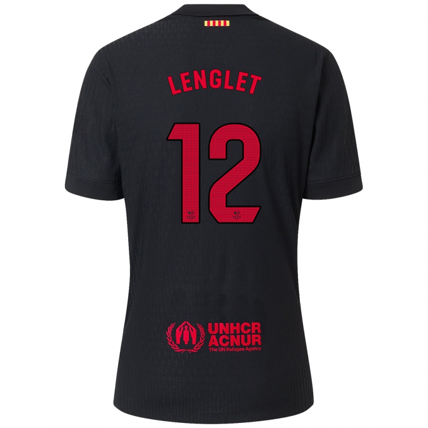 Enfant Maillot Clement Lenglet #12 Noir Rouge Tenues Extérieur 2024/25 T-Shirt Belgique