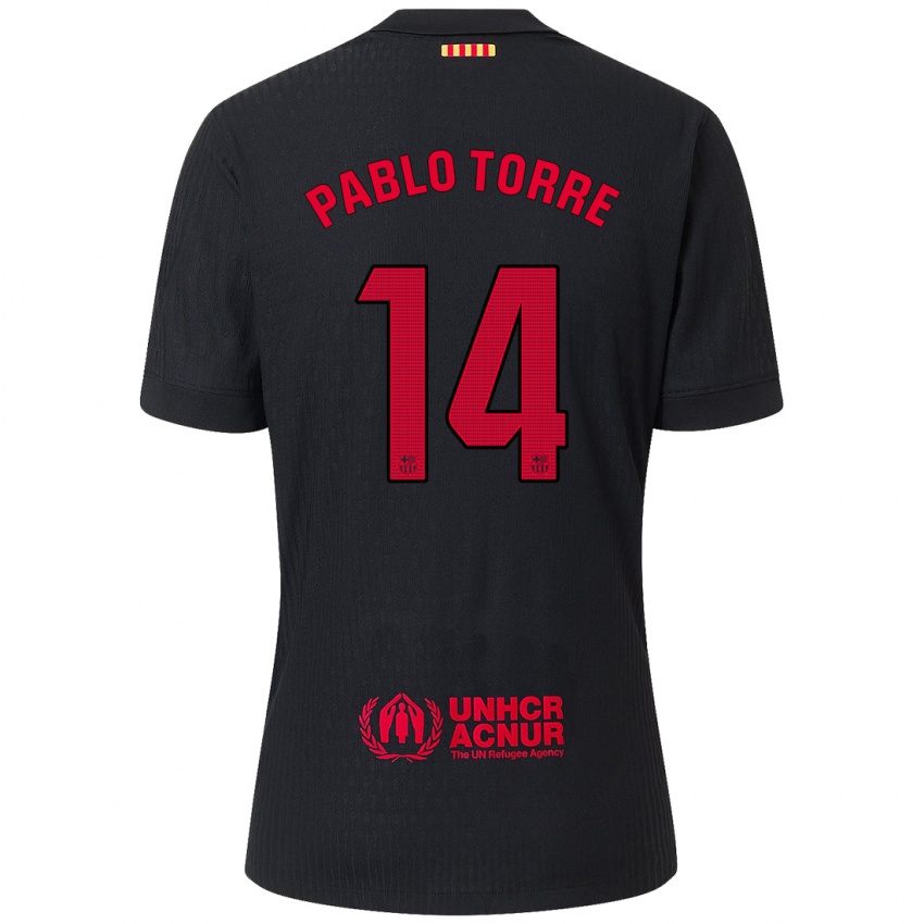 Enfant Maillot Pablo Torre #14 Noir Rouge Tenues Extérieur 2024/25 T-Shirt Belgique