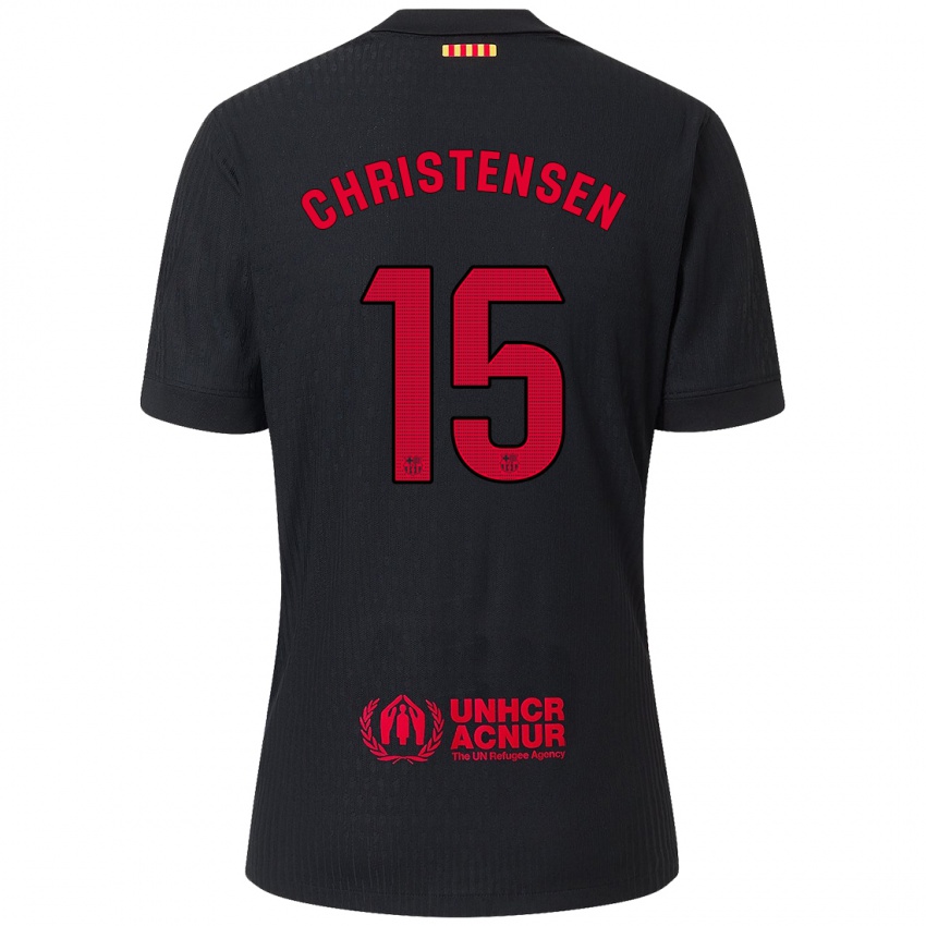 Enfant Maillot Andreas Christensen #15 Noir Rouge Tenues Extérieur 2024/25 T-Shirt Belgique