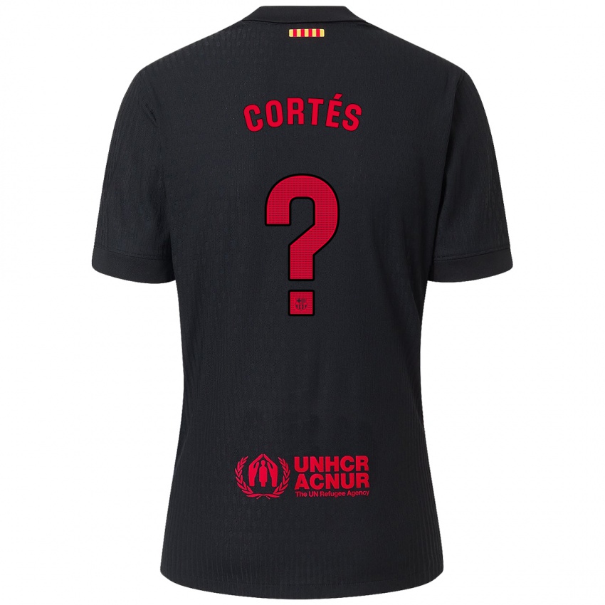 Kinder Álvaro Cortés #0 Schwarz Rot Auswärtstrikot Trikot 2024/25 T-Shirt Belgien