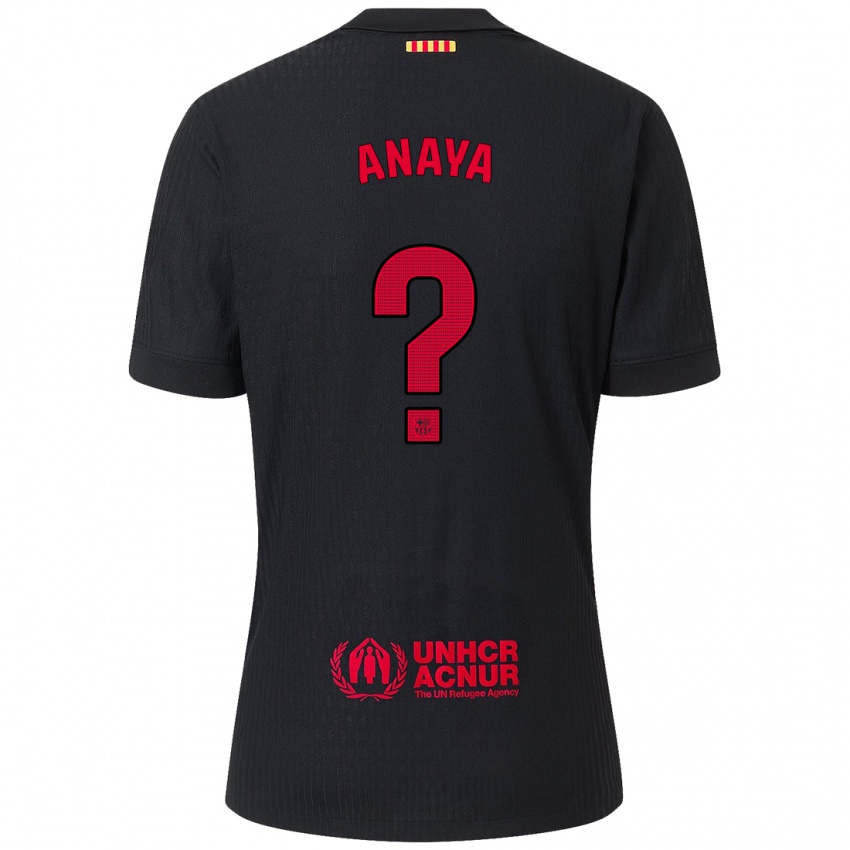 Enfant Maillot Joan Anaya #0 Noir Rouge Tenues Extérieur 2024/25 T-Shirt Belgique