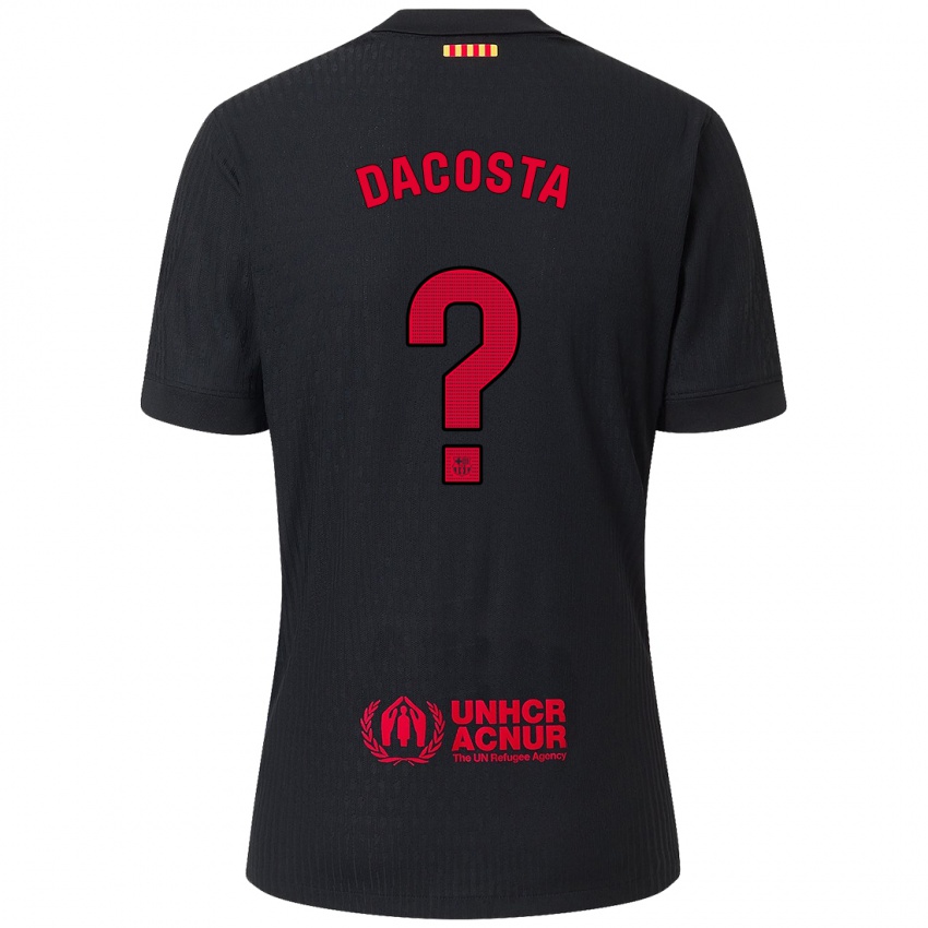 Enfant Maillot Raúl Dacosta #0 Noir Rouge Tenues Extérieur 2024/25 T-Shirt Belgique