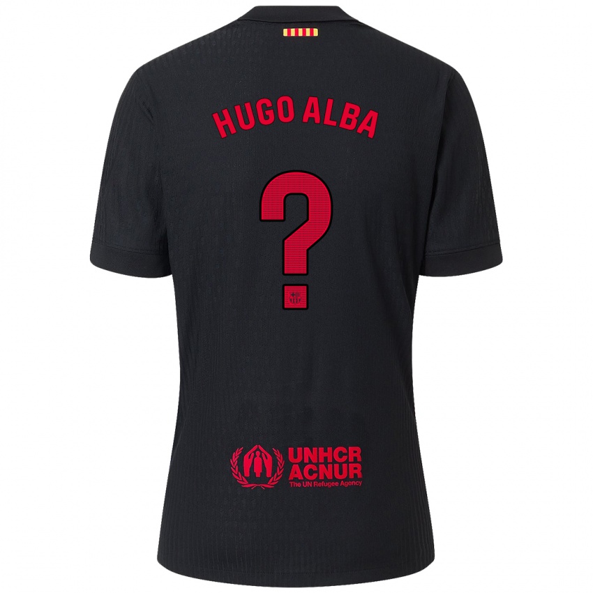 Enfant Maillot Hugo Alba #0 Noir Rouge Tenues Extérieur 2024/25 T-Shirt Belgique