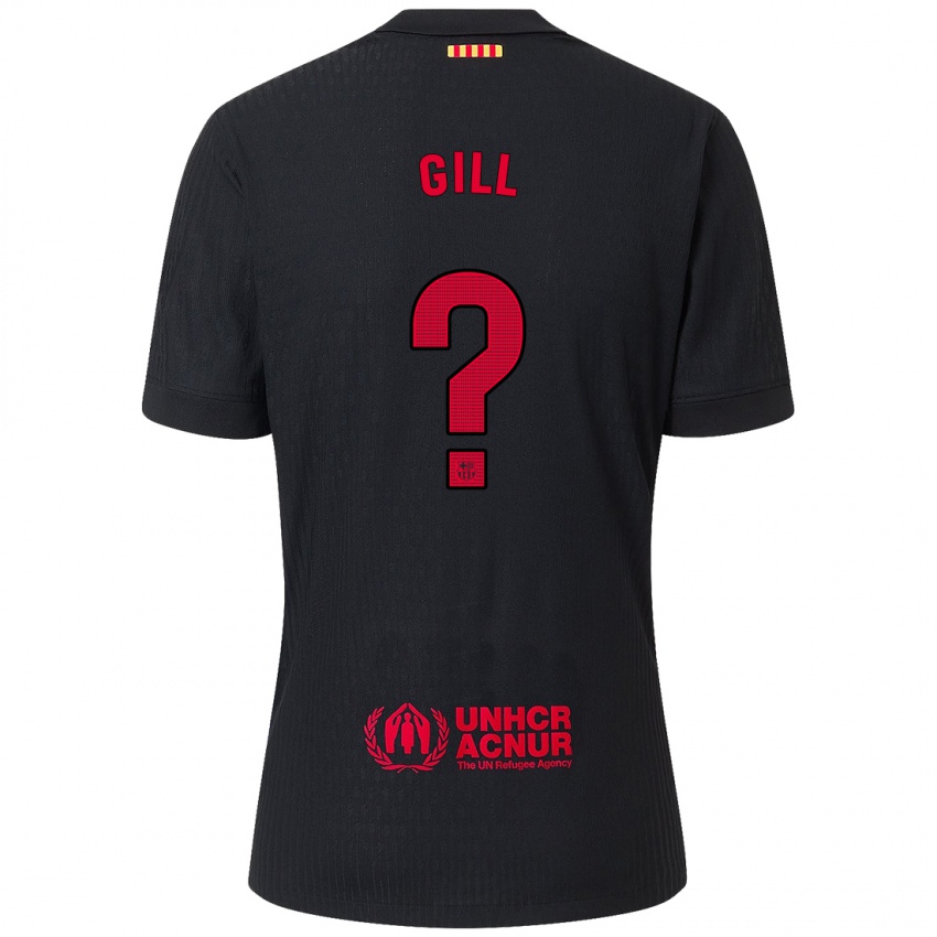 Kinder Adrian Gill #0 Schwarz Rot Auswärtstrikot Trikot 2024/25 T-Shirt Belgien