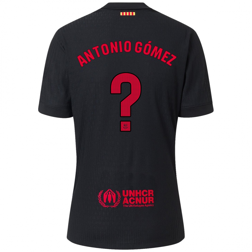 Enfant Maillot Antonio Gómez #0 Noir Rouge Tenues Extérieur 2024/25 T-Shirt Belgique