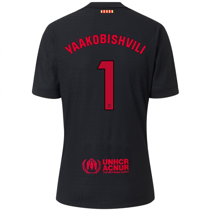 Kinder Áron Yaakobishvili #1 Schwarz Rot Auswärtstrikot Trikot 2024/25 T-Shirt Belgien