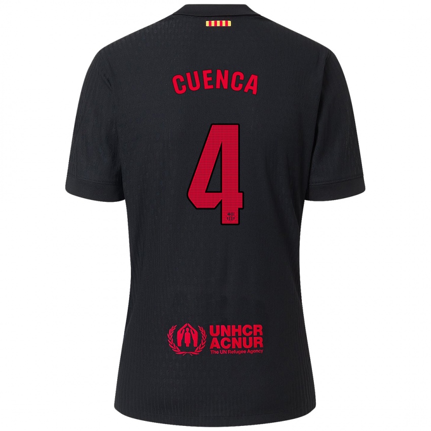 Enfant Maillot Andrés Cuenca #4 Noir Rouge Tenues Extérieur 2024/25 T-Shirt Belgique