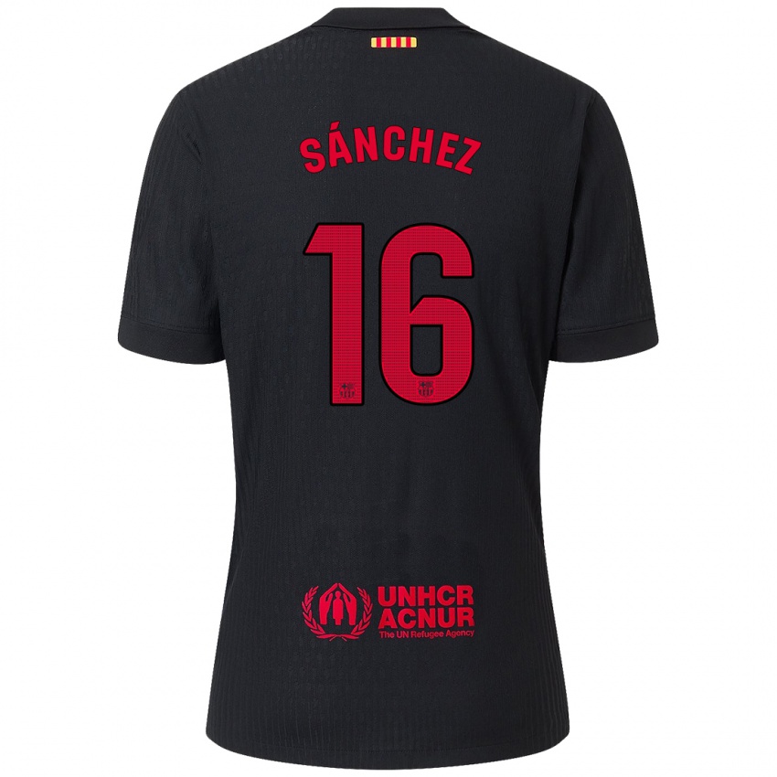 Enfant Maillot Edu Sánchez #16 Noir Rouge Tenues Extérieur 2024/25 T-Shirt Belgique