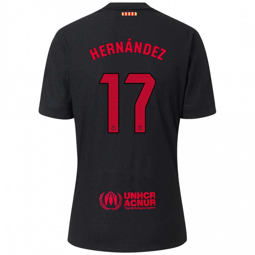 Enfant Maillot Juan Hernández #17 Noir Rouge Tenues Extérieur 2024/25 T-Shirt Belgique