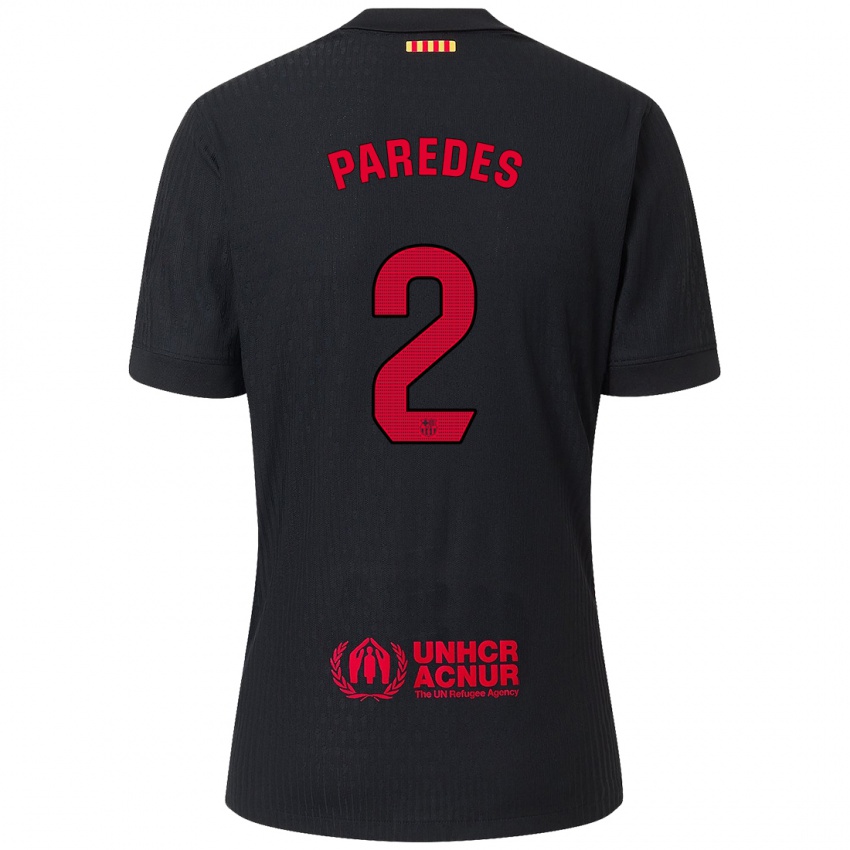 Enfant Maillot Irene Paredes #2 Noir Rouge Tenues Extérieur 2024/25 T-Shirt Belgique