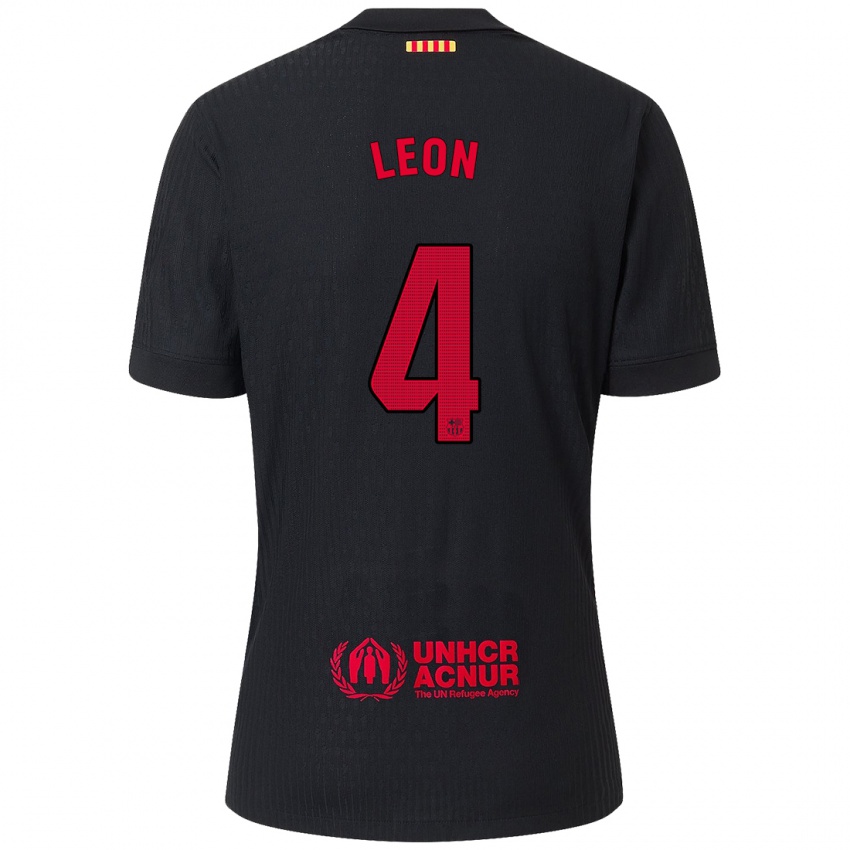 Enfant Maillot Maria Pilar Leon #4 Noir Rouge Tenues Extérieur 2024/25 T-Shirt Belgique