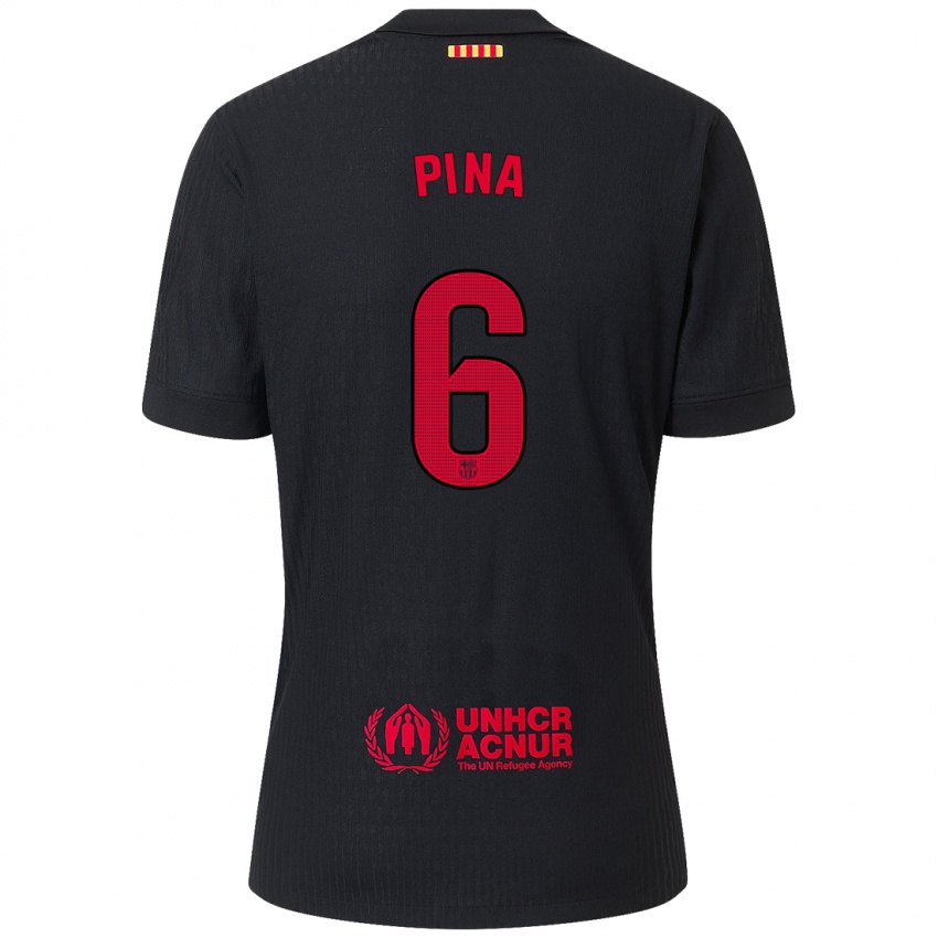 Enfant Maillot Claudia Pina #6 Noir Rouge Tenues Extérieur 2024/25 T-Shirt Belgique