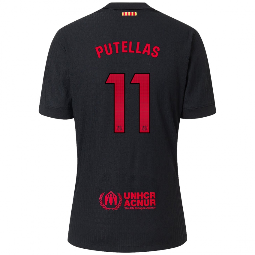 Enfant Maillot Alexia Putellas #11 Noir Rouge Tenues Extérieur 2024/25 T-Shirt Belgique