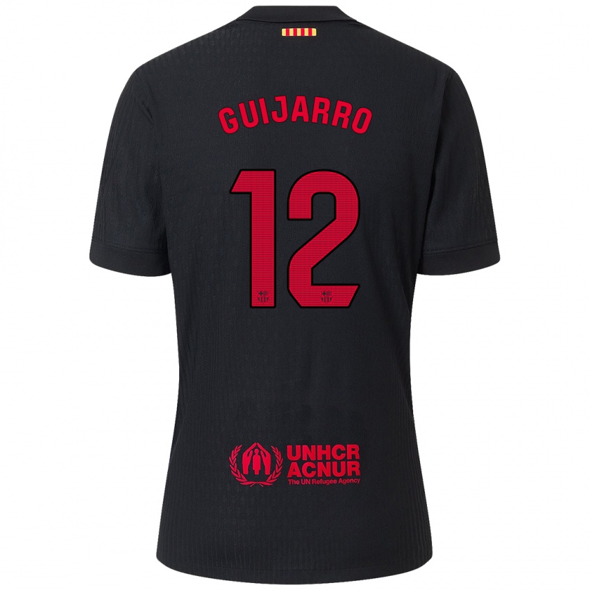 Enfant Maillot Patricia Guijarro #12 Noir Rouge Tenues Extérieur 2024/25 T-Shirt Belgique