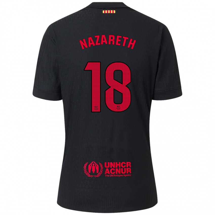 Enfant Maillot Kika Nazareth #18 Noir Rouge Tenues Extérieur 2024/25 T-Shirt Belgique