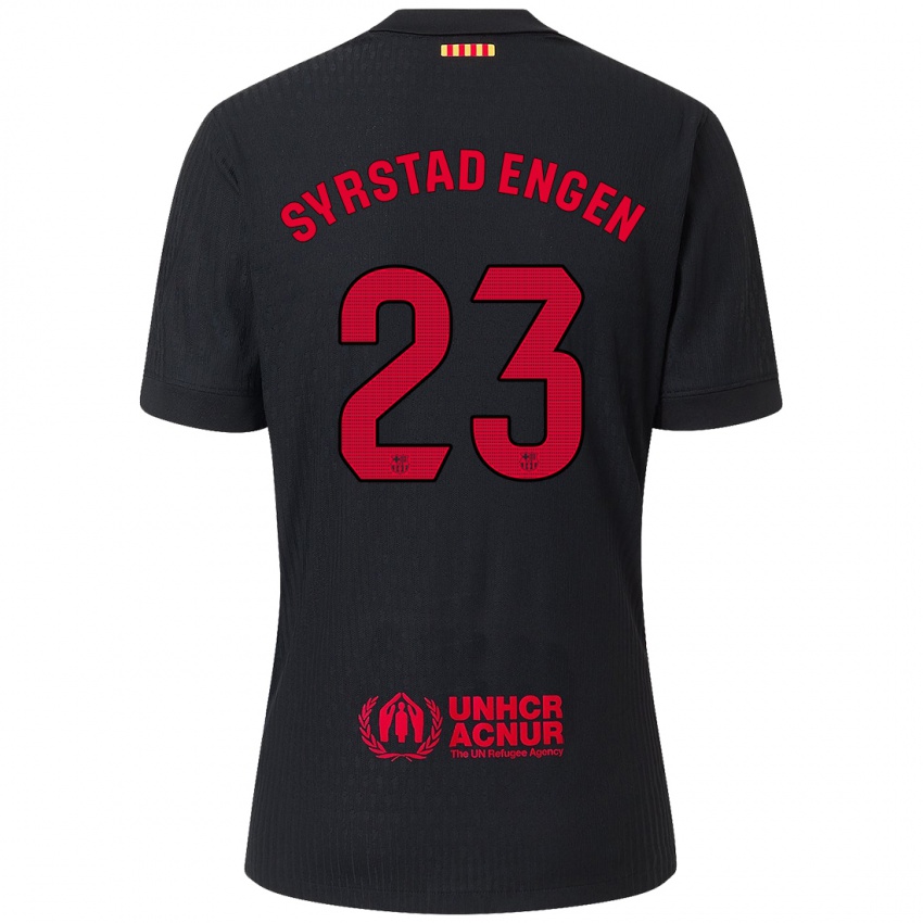 Enfant Maillot Ingrid Syrstad Engen #23 Noir Rouge Tenues Extérieur 2024/25 T-Shirt Belgique