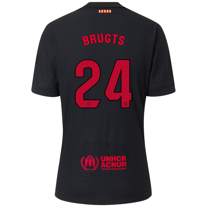 Kinderen Esmee Brugts #24 Zwart Rood Uitshirt Uittenue 2024/25 T-Shirt België