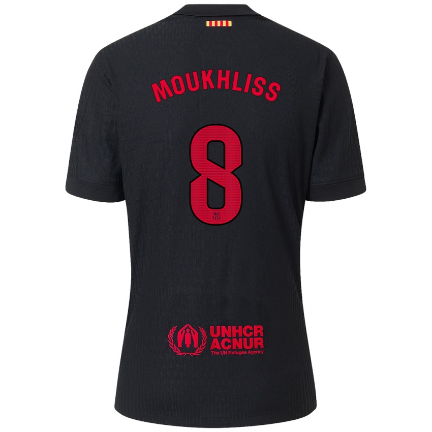 Enfant Maillot Moha Moukhliss #8 Noir Rouge Tenues Extérieur 2024/25 T-Shirt Belgique