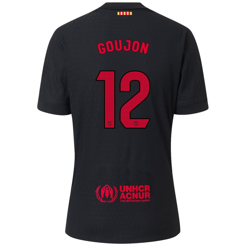 Enfant Maillot Iker Goujón #12 Noir Rouge Tenues Extérieur 2024/25 T-Shirt Belgique