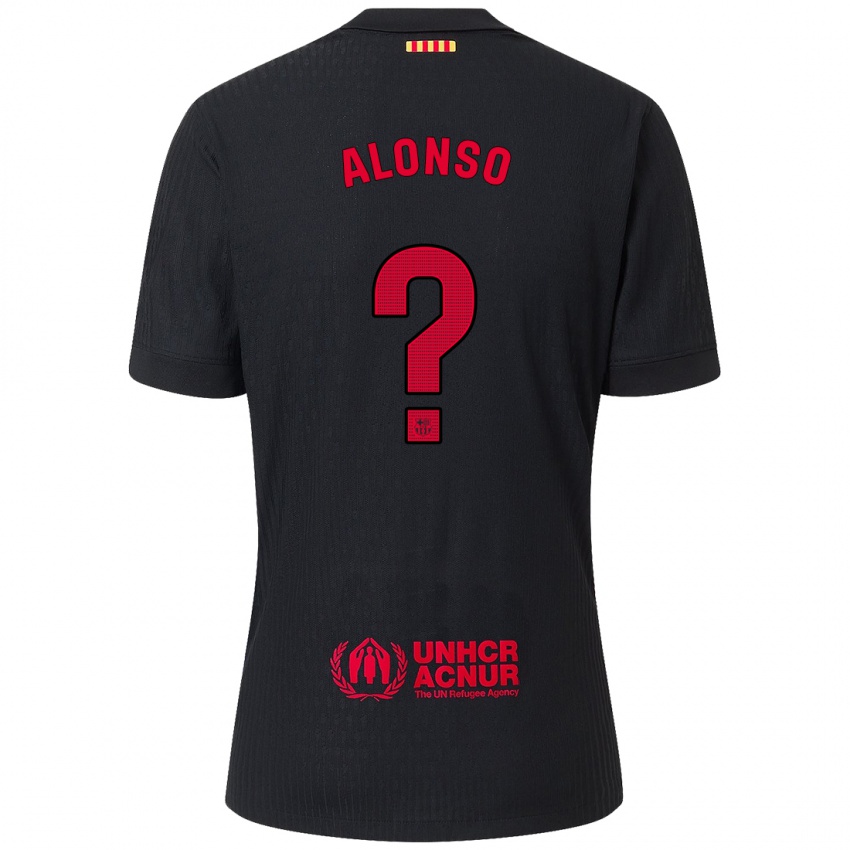 Kinder Aáron Alonso #0 Schwarz Rot Auswärtstrikot Trikot 2024/25 T-Shirt Belgien