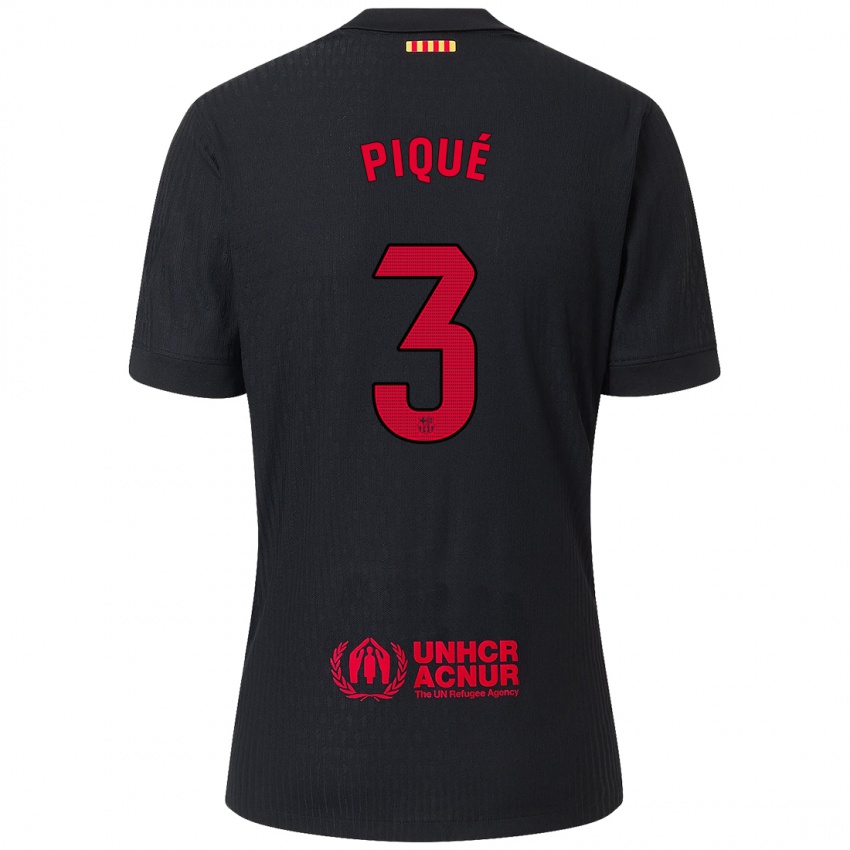 Enfant Maillot Gerard Pique #3 Noir Rouge Tenues Extérieur 2024/25 T-Shirt Belgique