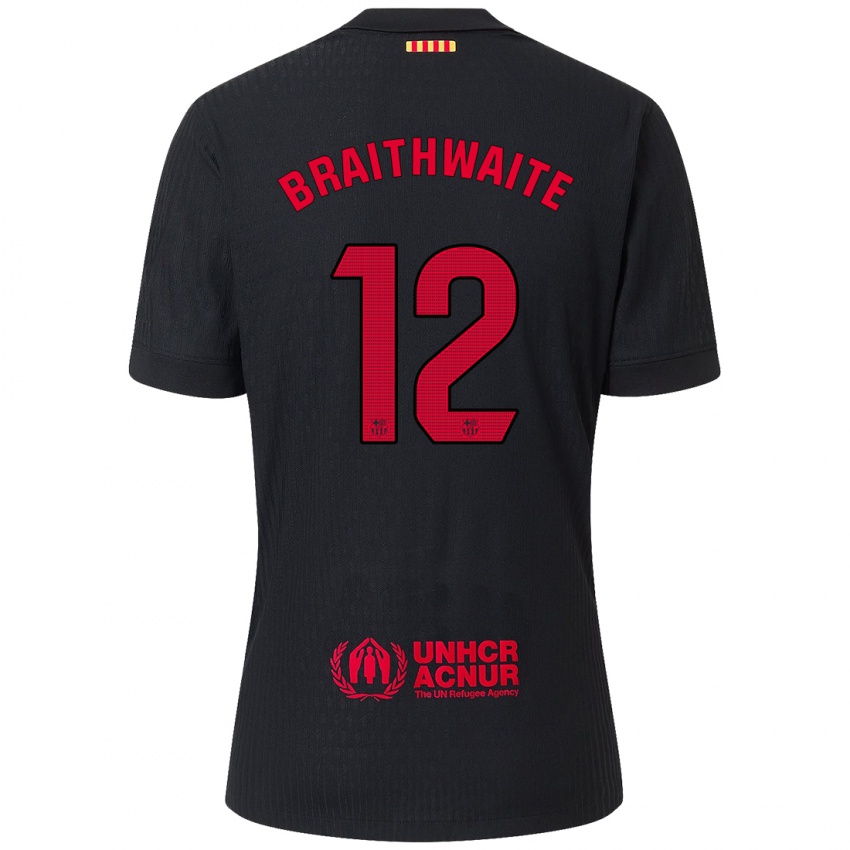 Enfant Maillot Martin Braithwaite #12 Noir Rouge Tenues Extérieur 2024/25 T-Shirt Belgique